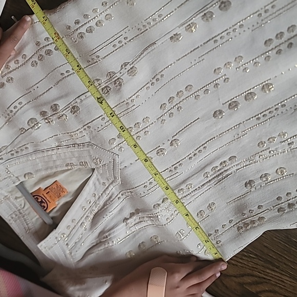 Tory Burch Metallic Print Split-Neck Tunic Dress - Picture 7 of 8